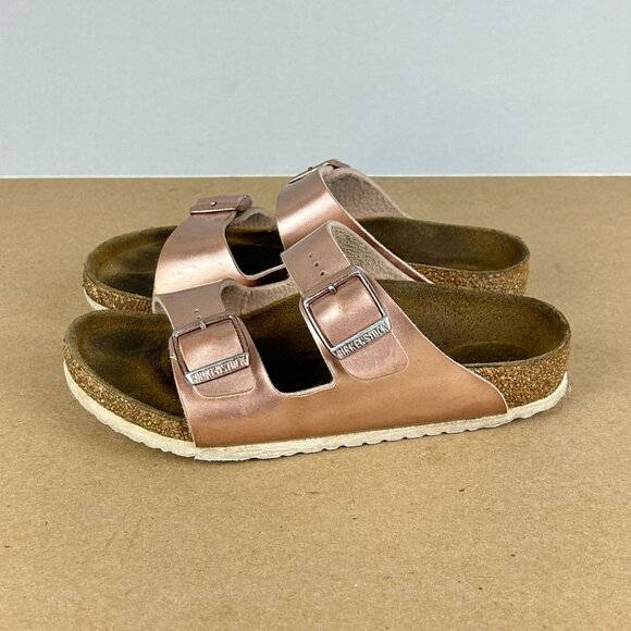 Birkenstock Arizona Two Strap Rose Gold Patent Leather Sandals Kids Size 1 - Picture 9 of 9